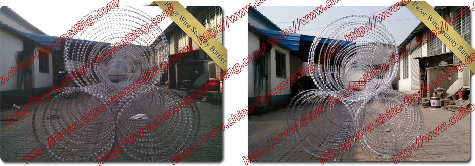 Razor barrier road-block